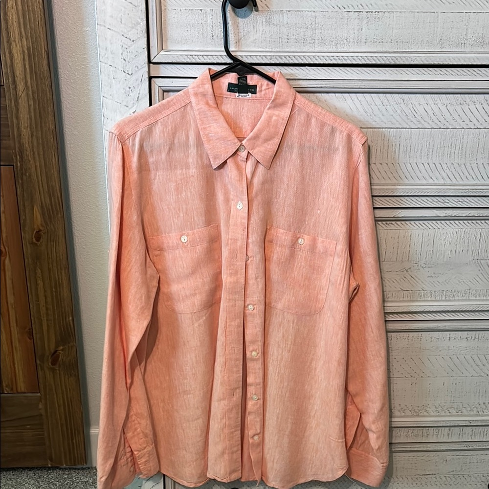 Men's Peach Button-Up Shirt